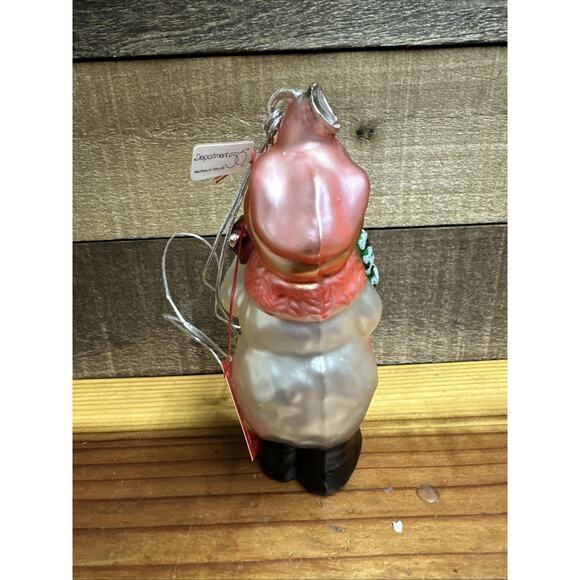 Vintage Dept 56 Snowman With Baby Handpainted Mercury Glass Ornament 7" -box - Picture 3 of 5